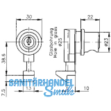 HEKNA 534 F Zylinder-Knopfschloss, Zamak poliert