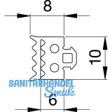 Dichtung 41AL-EPDM, fr Basisprofil Glasstrke 8 & 10 mm, Kunststoff grau