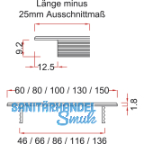 Lftungsgitter Lnge 2000 mm, Breite 130 mm, Aluminium bronze eloxiert