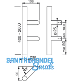 MARCHESI Stangengriff 4810 - schrg, 1200mm, LA. 900mm,  30mm, Edst. matt