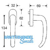 MARCHESI Fenstergriff BRNN - verdeckt geschr., VK 7 x 35 mm, Edst. matt