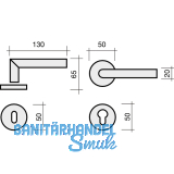 SECOTEC Drckergarnitur Modell Gehrung auf Rosette BB Edelstahl rostfrei