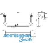 MARCHESI Stangengriff 4520 - gebogen, 382mm, LA. 350mm, M8, Edst. matt