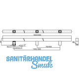 MARCHESI Stangengriff 4820 - 1600mm, LA. 1400mm, 25 x 25mm, Edst. rostfrei