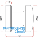MARCHESI Trknopf Flachform - auf Ros. 50, fest drehbar, 50x11, Edst. matt