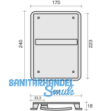 Turnhallenmuschel, 170 x 240 mm, links, PZ 72 mm, VK 9 mm, Edelstahl matt