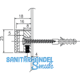 Wandtrpuffer - 25 x 25, Lnge 20 mm, Edelstahl matt