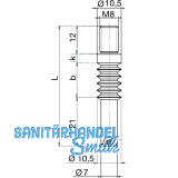 Einfachbolzen M8 x 84 mm Stahl