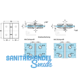 Duschtrband Bella, 180 Glas-Glas, beidseitig, Messing verchromt poliert