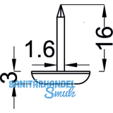 Nagelgleiter mit Stahlkappe und Einschlagstift 2, rund, 14, FE vernickelt