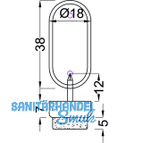 Nagelgleiter mit Filzgleitflche und 2 Einschlagstiften, oval, 38x18, KS grau