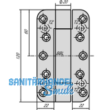Objektband VN 2828 f. geflzte flchenb. Tren, Bandh. 120 mm, Edelstahl