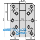 Objektband VN 2929 f. stumpf einsch. Tren, Bandhhe 120 mm, vernickelt matt