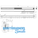 Ausziehtischfhrung TOPSLIDE, Auszugsweg 620 mm, Lnge 1000 mm, Stahl/Aluminium