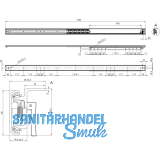 Ausziehtischfhrung TOPSLIDE, Auszugsweg 720 mm, Lnge 1200 mm, Stahl/Aluminium