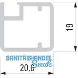 Glasrahmenprofil schmal, Lnge per Stange 2500 mm, Aluminium Edelstahl Effekt