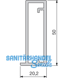Glasrahmenprofil breit 50/20,2 mm, Lnge 2500 mm per Stange, Alu natur eloxiert