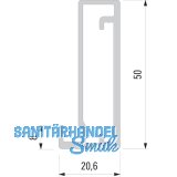 Glasrahmenprofil breit, Lnge 2500 mm per Stange, Aluminium natur eloxiert