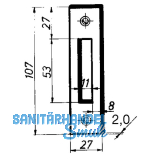 Riegelschlieblech eckig, 107 x 27 x 2 mm, Stahl verzinkt silberfrbig