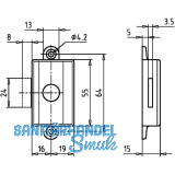 JuNie ASS 1781 Zylinder-Kastenschloss Dornma 20 mm, Zamak