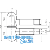 Einbohrband, 13 mm, mit Rundkopf, Stahl vernickelt matt