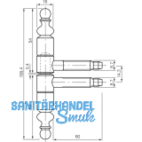 Einbohrband 2-tlg. mit Zierkopf,  16 mm, Bandh. 108,5 mm,Stahl bronze patiniert