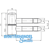 Einbohrband fr Futtertren, 16 mm, Stahl verzinkt