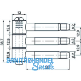 Steckband 3-tlg.  13 mm, Hhe 38,7 mm, Stahl RAL 9010