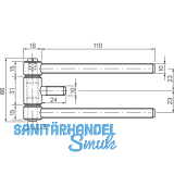 Stahlzargenband 3-tlg. m. Aushngesich. brandschutz. Band 18 x 61 mm,vernickelt