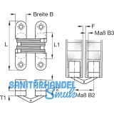 Vici Einbohr-Scharnier H: 40 mm, Holzstrke 17-20 mm, Messing