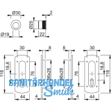 Schiebetrmuschel Set -ecken abgerundet ungelocht,Messing satiniert-poliert-PVD
