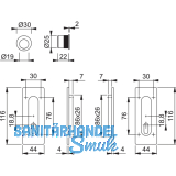 Schiebetrmuschel Set -eckig BB, Messing verchromt matt - PVD