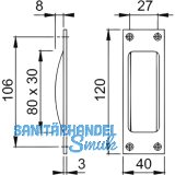 Schiebetrmuschel 40 x 120 mm, Aluminium bronze eloxiert