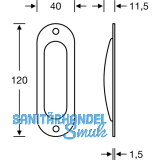 Schiebetrmuschel FSB 42 4212 oval,40x120 mm,ungelocht,Aluminium silber eloxiert