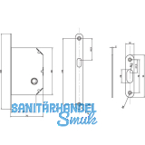 Schiebetrschloss- u. Griffset, DM 50, Nu 8 mm, Messing verchromt