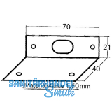 Riegelschlieblech abgewinkelt, mit ovalem Loch, 70 x 40 x 21 mm, Stahl verzinkt