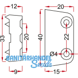 HETTICH Trapez, 20 x 12 x 40 mm, Zink vernickelt