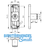 HEKNA 630 Zylinder Schubstangenschloss rechts, Zamak
