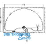 NINKA Halbkreis-Schwenkboden ProArc  740 mm, KB 900 mm, Polystyrol alugrau