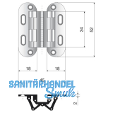 Sepa Einlass-Scharnier Hhe 88 mm, Messing vern. matt