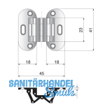 Sepa Einlass-Scharnier Hhe 41 mm, Messing vern. matt
