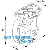 Befestigungsteil C 1, 52x100x102 mm, Kunststoff wei