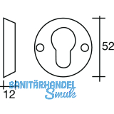 SOLIDO SH-Zylinderrosette auen  52 mm, Hhe 12 mm, ohne KZS, Edelstahl matt