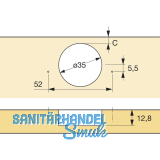 HETTICH ET 582 Spezialscharnier f. Khlschrankumb., W 95, FE /Zinkdruckg.vern.