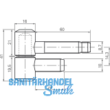 Stahlzargenband 2-tlg. f. geflzte Holztren, Band 16 x 41 mm, Stahl vernickelt