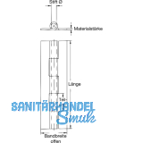 Stangenscharnier gebohrt 1740 x 32 mm, Stahl vernickelt