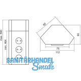 Power-Eck 1 230 V belgische Norm, 465-600x112x60 mm, 3 Steckdosen