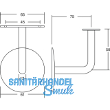 Stiegengriffsttze m. Winkel, Ros.  60 mm, Wandab. 76 mm, Edelstahl matt