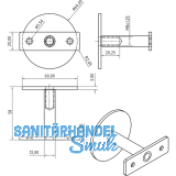 Stiegengriffsttze flach, Ros.  61 mm, Wandab. 60 mm, Edelstahl