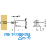 Tablar-Bodentrger PK2, Anschrauben, Tablarstrke 16 mm, Bohr  5 mm, vernickelt